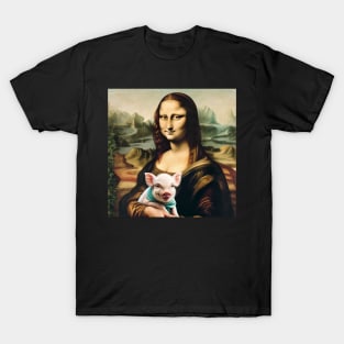 Mona Lisa's Piggy Pal: Celebrate National Pig Day T-Shirt